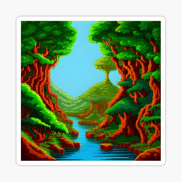 Dense wild forest pixel art Sticker for Sale by brandway