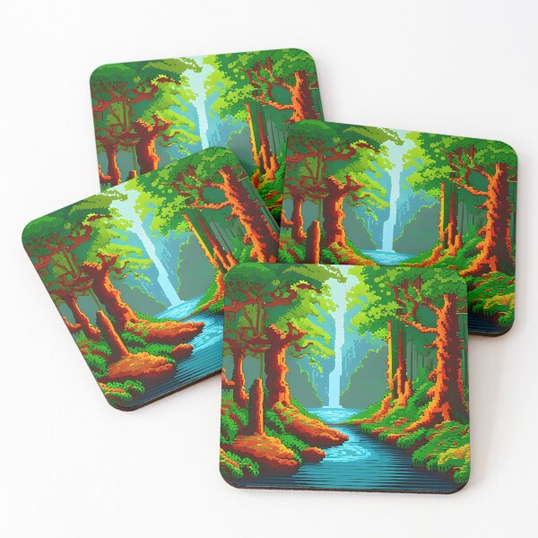 Item preview, Artwork of a river in a natural woodland pixel designed and sold by brandway.