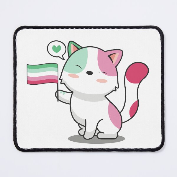 Item preview, Cute Cat Holding Abrosexual Pride Flag designed and sold by Luan Huynh.