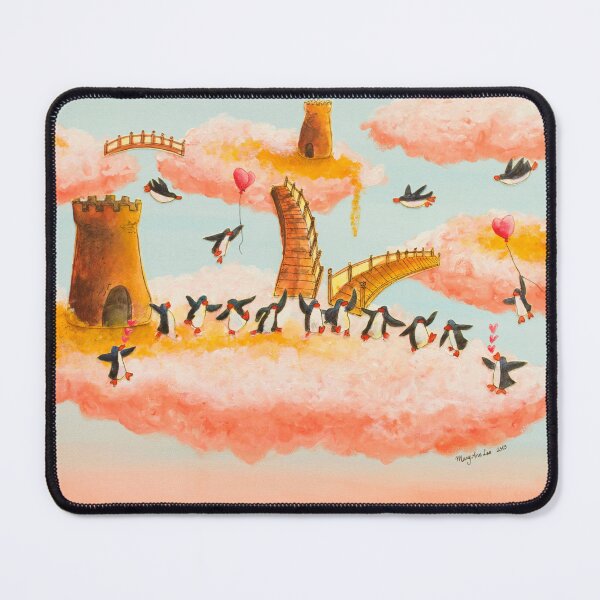 Item preview, A celebration of happy penguins dancing in the clouds designed and sold by PenguinGirl-Art.