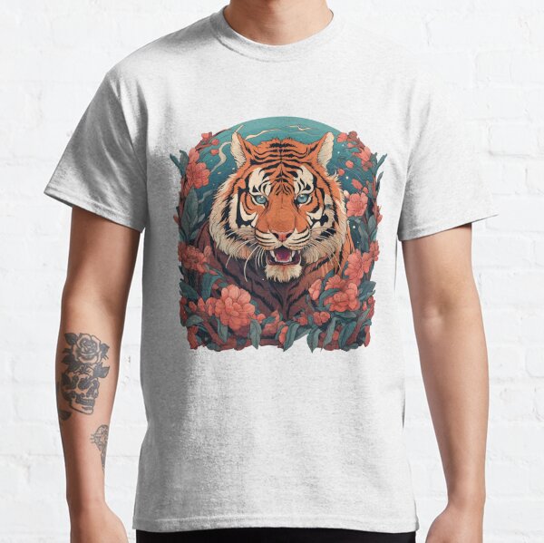 Oriental-powerful-tiger Hawaiian Shirt, Dawn-sun-and-cloud Tiger Print Shirt  For