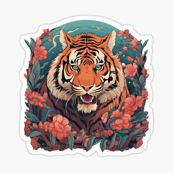 Tiger Oriental Illustration Sticker