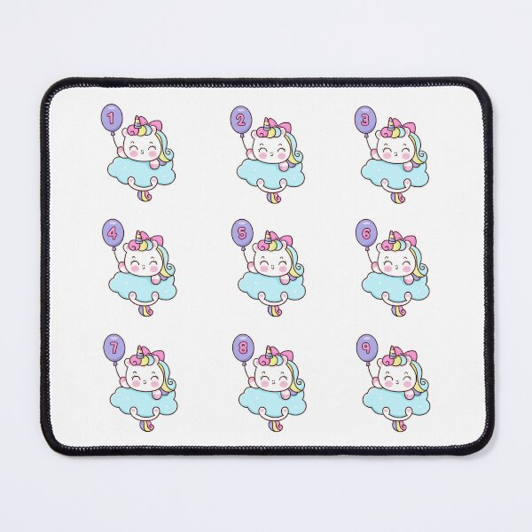 Item preview, Cute Unicorn Cartoon with Birthday Numbers (1 to 9), Cute Kawaii Unicorn Design designed and sold by OFMdesigns.