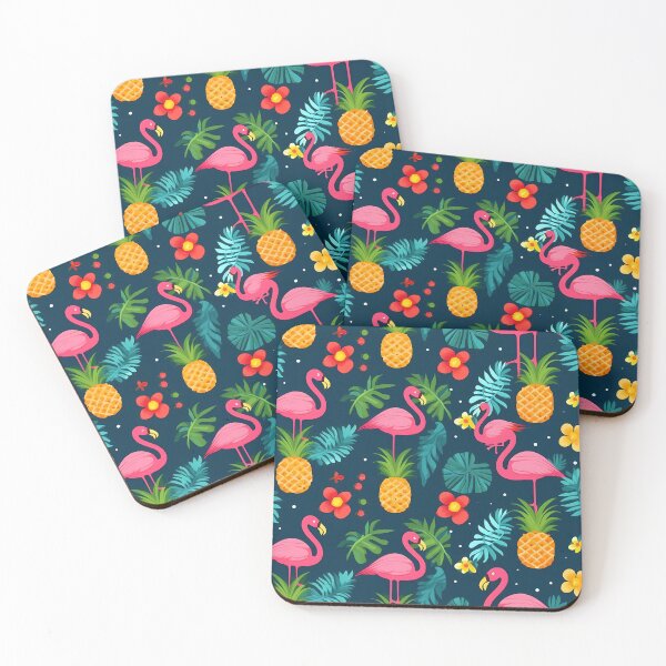 Artikelvorschau, Sommermuster mit Flamingos und Ananas entworfen und verkauft von SweetWhiskers.