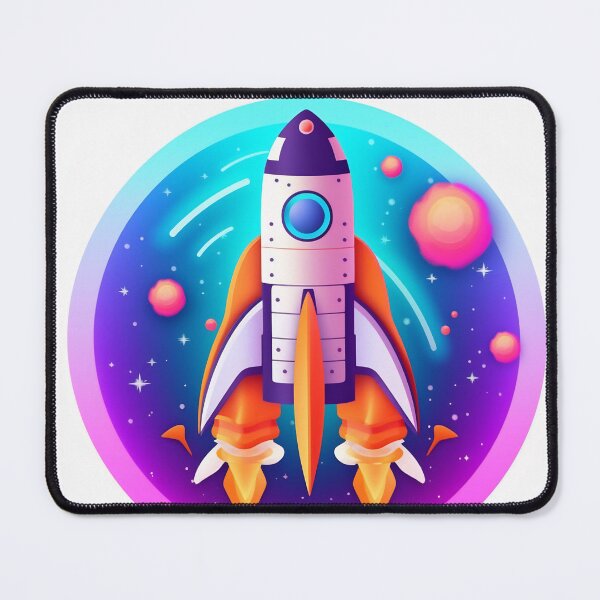 Item preview, Cartoon-style minimal spaceship rocket icon. Toy rocket upswing, spewing smoke and flame designed and sold by anytka.