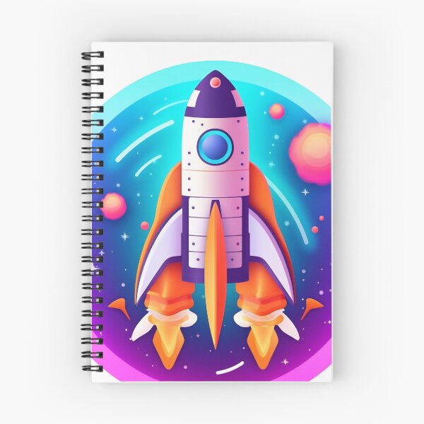 Item preview, Cartoon-style minimal spaceship rocket icon. Toy rocket upswing, spewing smoke and flame designed and sold by anytka.