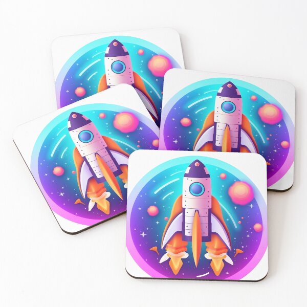Item preview, Cartoon-style minimal spaceship rocket icon. Toy rocket upswing, spewing smoke and flame designed and sold by anytka.