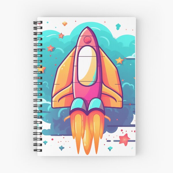 Item preview, Cartoon-style minimal spaceship rocket icon. Toy rocket upswing, spewing smoke and flame designed and sold by anytka.