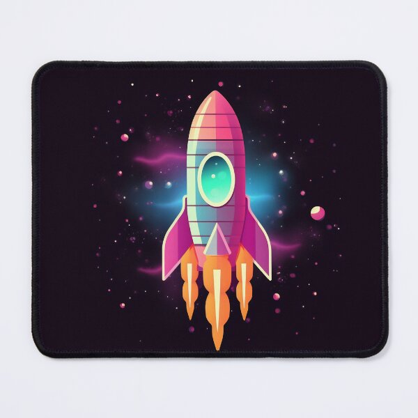 Item preview, Cartoon-style minimal spaceship rocket icon. Toy rocket upswing, spewing smoke and flame designed and sold by anytka.