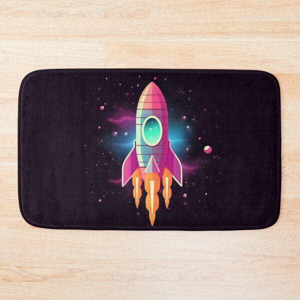 Item preview, Cartoon-style minimal spaceship rocket icon. Toy rocket upswing, spewing smoke and flame designed and sold by anytka.