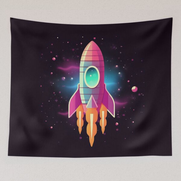 Item preview, Cartoon-style minimal spaceship rocket icon. Toy rocket upswing, spewing smoke and flame designed and sold by anytka.