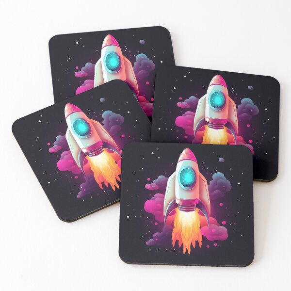 Item preview, Cartoon-style minimal spaceship rocket icon. Toy rocket upswing, spewing smoke and flame designed and sold by anytka.
