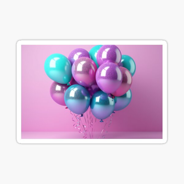 Set of multicolored metallic glossy balloons with strings. For birthdays,  parties, weddings or promotion banners or posters. Vivid and realistic  illustration. Sticker for Sale by anytka
