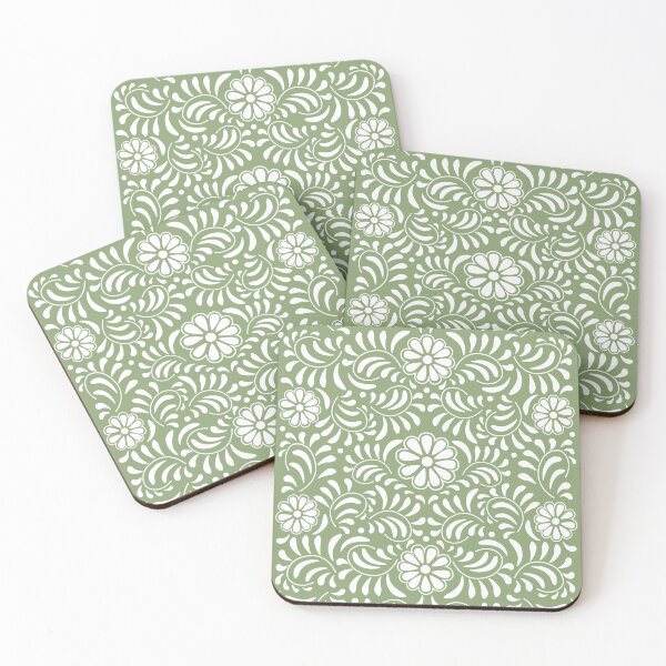 Item preview, Green colonial flowers, talavera flowers designed and sold by Terevela.