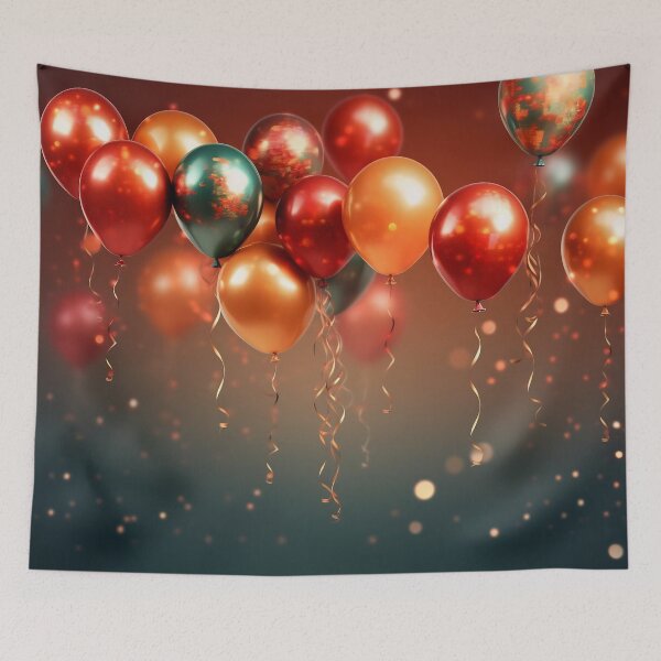 Item preview, Set of multicolored metallic glossy balloons with strings. For birthdays, parties, weddings or promotion banners or posters. Vivid and realistic illustration. designed and sold by anytka.