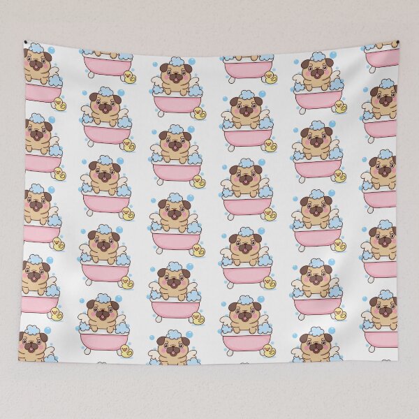 Item preview, Cute Pug Dog Baby Animal with Friend in Kawaii Style designed and sold by OFMdesigns.