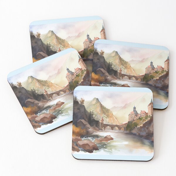 Item preview, Castle over the bridge watercolor by Earth Nature Creations designed and sold by Earth Nature Creations.