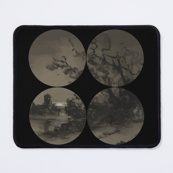 Item preview, Vintage Style Minimalistic Moonlight Scene Geometric Divided Into Four Circles designed and sold by pelagio.