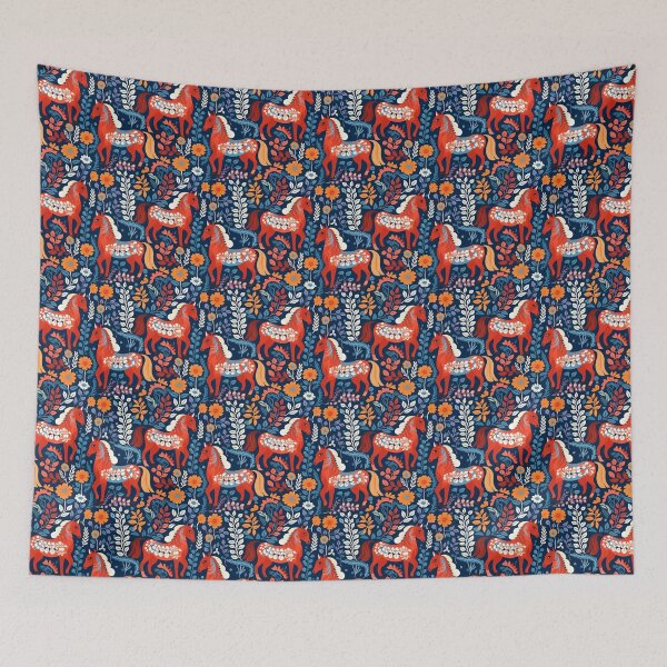 Item preview, Swedish Dalarna Horses: A Timeless Tradition in Red, White, and Blue, by Mila van Meer designed and sold by Mila van Meer.