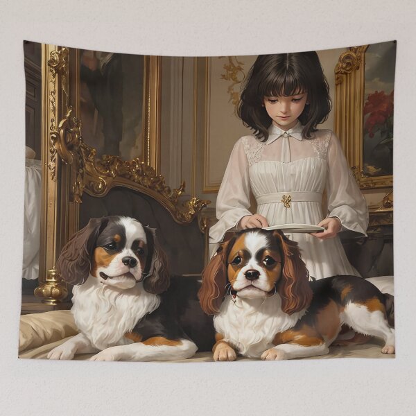 Item preview, A pretty girl with her sweet Cavalier King Charles Spaniels designed and sold by Good Candy.