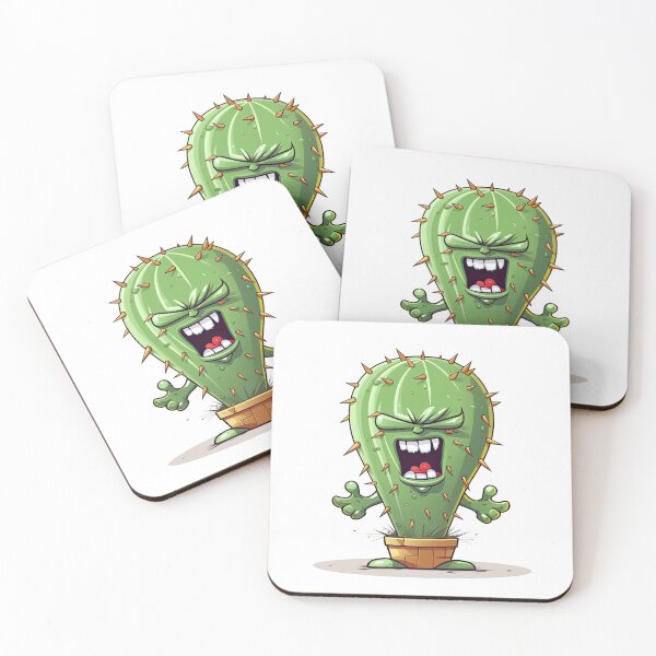 Item preview, Angry spiky cartoon cactus designed and sold by Pinkbirdie.
