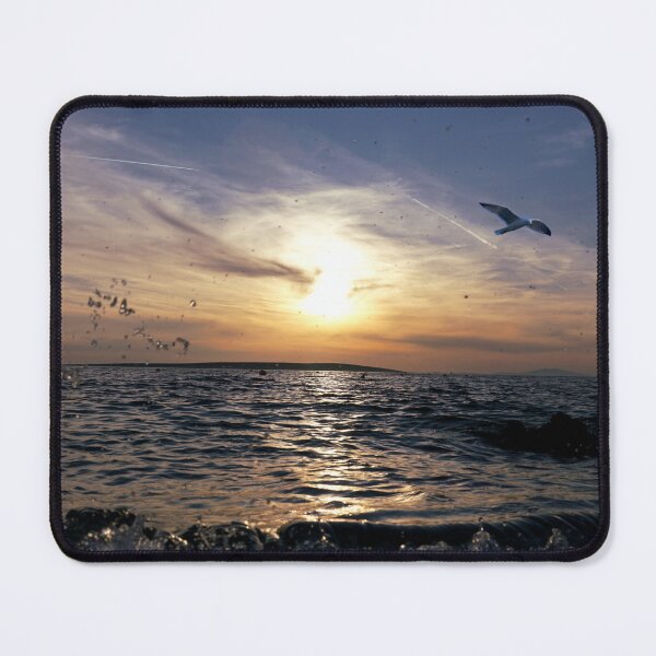 Item preview, Scenic sea sunset with seagull on the sky and splashing tidal waves designed and sold by ALEX PHOTO DREAMS.