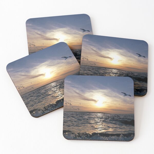 Item preview, Scenic sea sunset with seagull on the sky and splashing tidal waves designed and sold by ALEX PHOTO DREAMS.