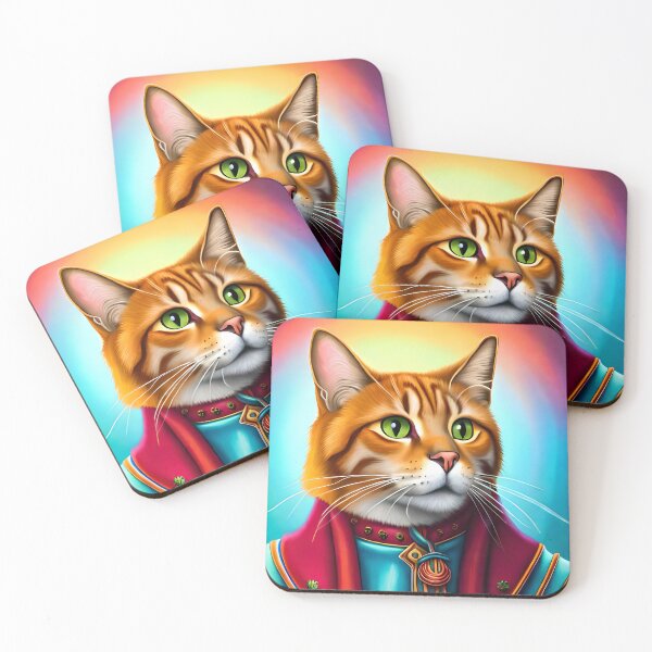 Item preview, A psychedelic portrait painting of a mystical cat  designed and sold by GerbenG.