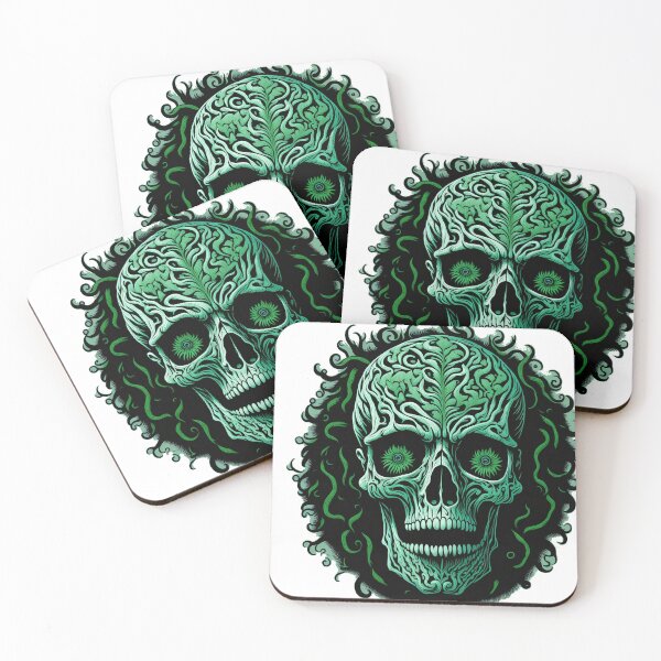 Item preview, Green skull with flowers in the eyes designed and sold by madalhazared.