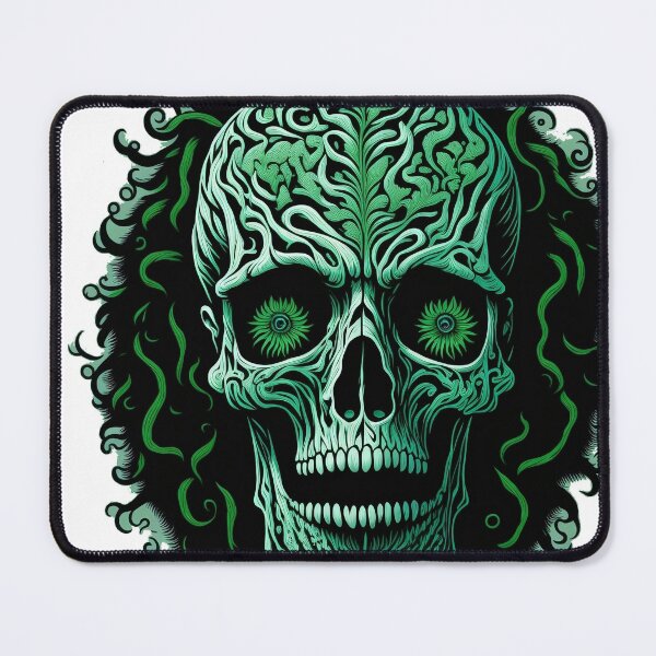 Item preview, Green skull with flowers in the eyes designed and sold by madalhazared.