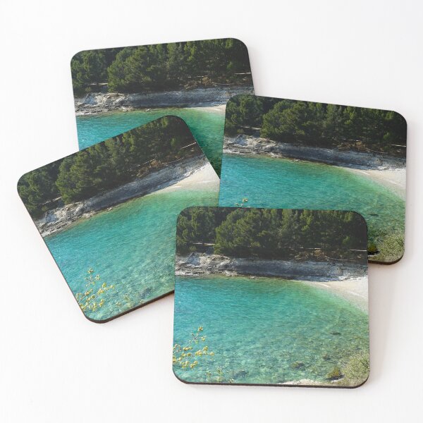 Item preview, Sea lagoon with turquoise sea water and white pebble beach designed and sold by ALEX PHOTO DREAMS.