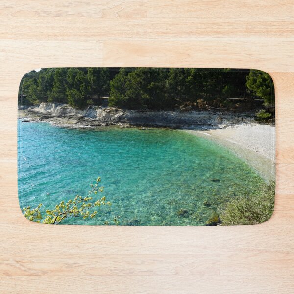 Item preview, Sea lagoon with turquoise sea water and white pebble beach designed and sold by ALEX PHOTO DREAMS.