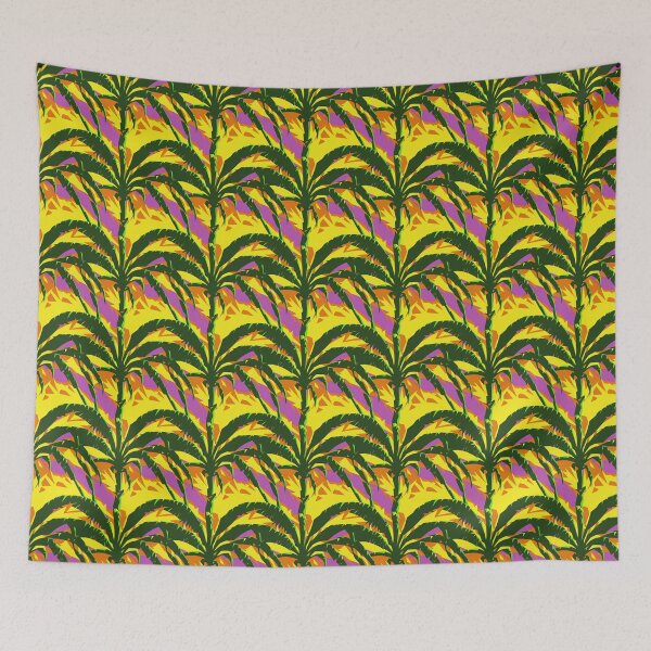 Item preview, DMT Vibrant Trippy Palm Tree Pattern on Yellow and Orange Background designed and sold by Aaron2610.