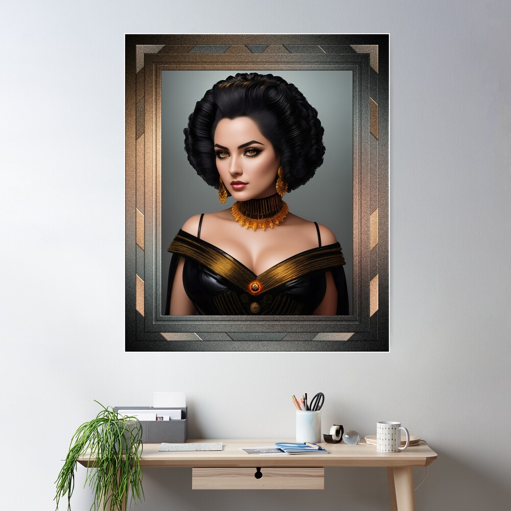 Maquenestavia In An Evening Dress Golden Age Sci-Fi AI Concept Art by Xzendor7 - An Amazing Beauty 2 Maquenestavia In An Evening Dress Golden Age Sci-Fi Beautiful AI Concept Art by Xzendor7 Wall Decor Poster