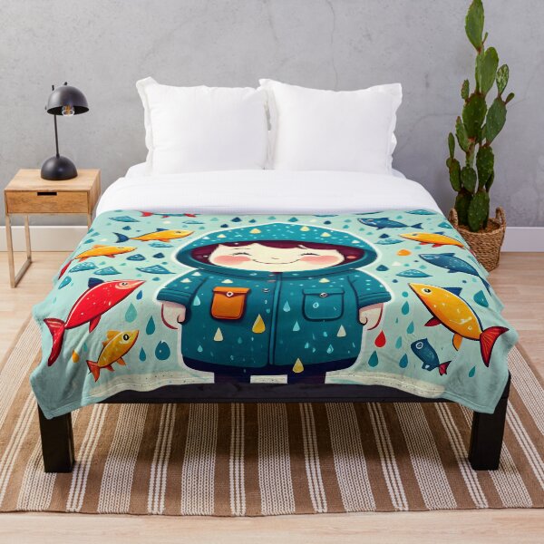 Item preview, Happy Girl surrounded by fishes designed and sold by WhatTheTrendsDo.