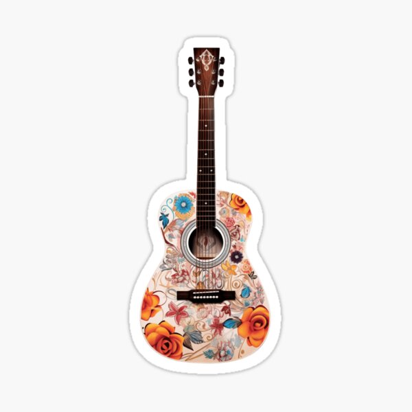 A Hippie Acoustic Guitar Sticker