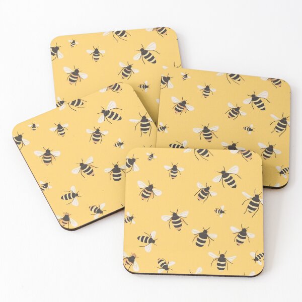 Item preview, Pattern of bees on a yellow background designed and sold by Arti_choke.
