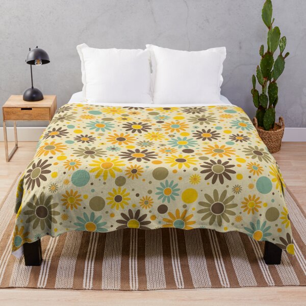 Item preview, Retro cheerful groovy 70s flower pattern in brown designed and sold by cute-tees.