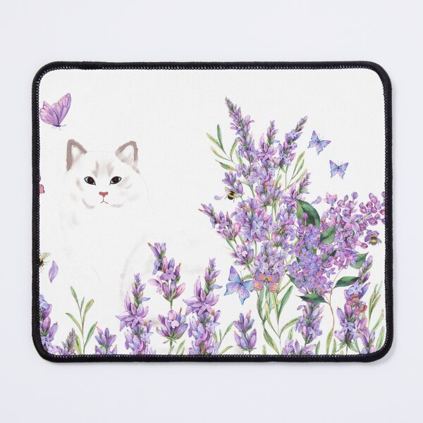 Item preview, Cat in the Garden T-Shirt, Cat & Lavendar Shirt, Botanical Tee designed and sold by CloverAnnie.