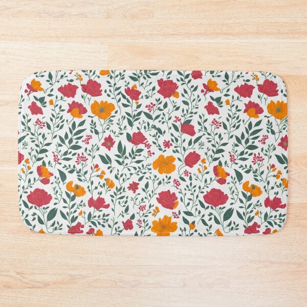 Item preview, orange and red flowers on a light background pattern designed and sold by jkrphoto.