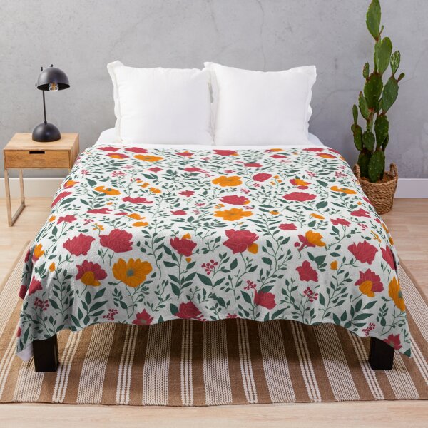 Item preview, orange and red flowers on a light background pattern designed and sold by jkrphoto.