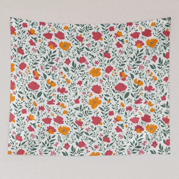Item preview, orange and red flowers on a light background pattern designed and sold by jkrphoto.