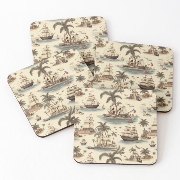 Item preview, Treasure Island, Pirate Ships at Sea - Vintage Style designed and sold by Arti_choke.