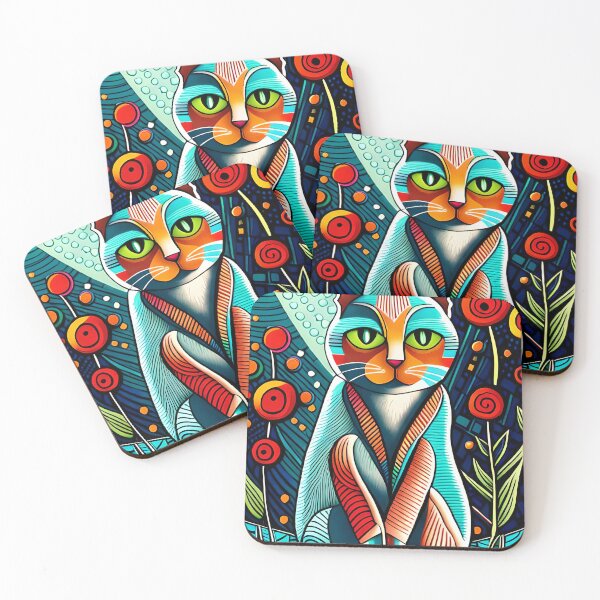 Item preview, Painted colorful cat designed and sold by HappyTrippy.