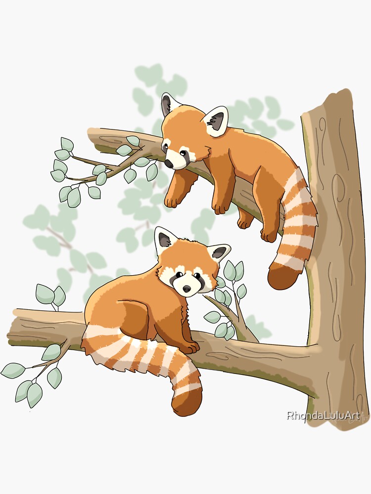 Thumbnail 3 of 3, Sticker, Red Pandas on a Lazy Day designed and sold by RhondaLuluArt.