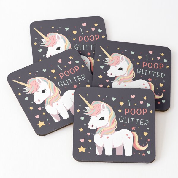 Item preview, I Poop Glitter! Illustrated design of a fabulous shiny unicorn with rainbow hair, stars, and hearts. designed and sold by ArtfulOctopus.