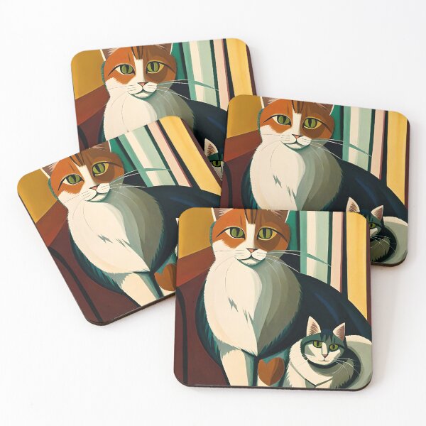 Item preview, Painted colorful retro cat  designed and sold by HappyTrippy.
