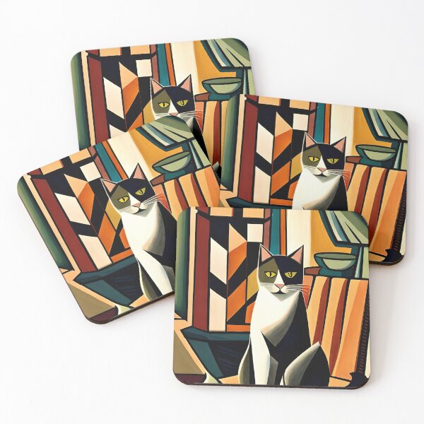 Item preview, Painted colorful retro cat  designed and sold by HappyTrippy.