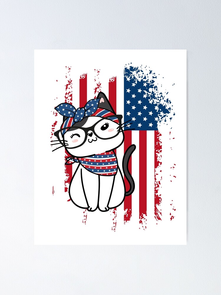 Ameowica Meow Cat American Flag 4th Of July Patriotic Shirt