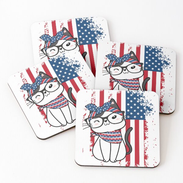 Item preview, Cat Miaw - meow. Ameowica. American Flag and patriotic kitty | 4th of July America  designed and sold by Erry-ewell.